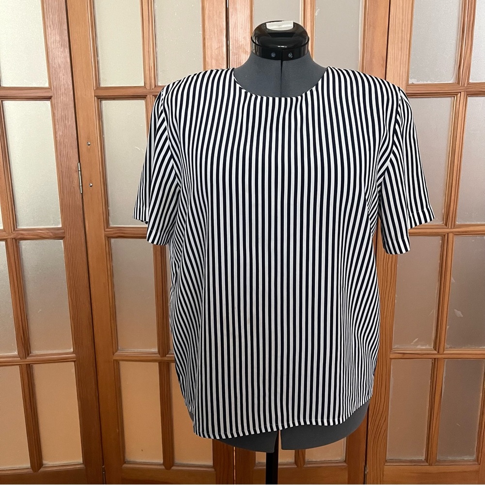 Vintage Striped Navy and White Blouse